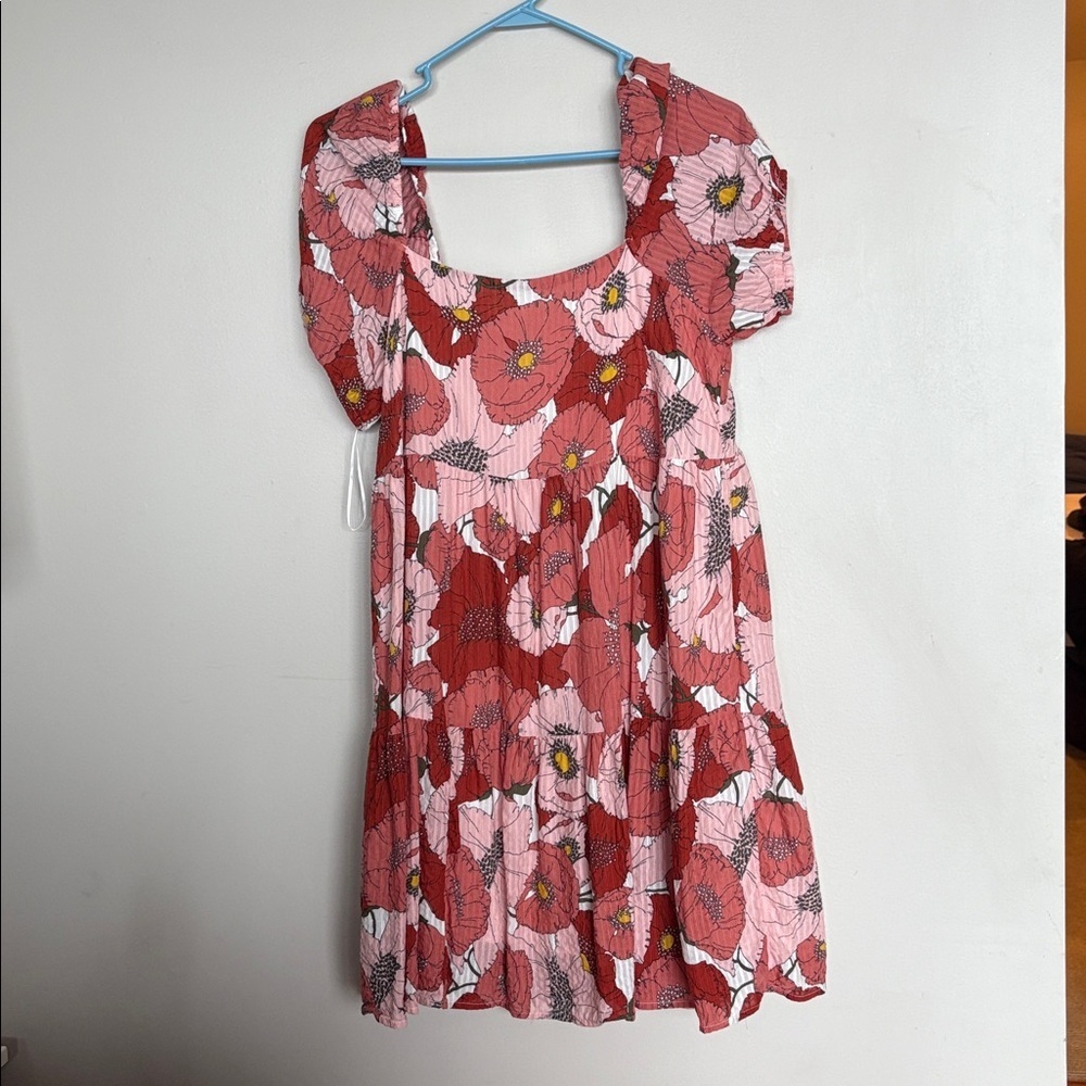 LOFT Floral Puff Sleeve Babydoll Dress Size 8